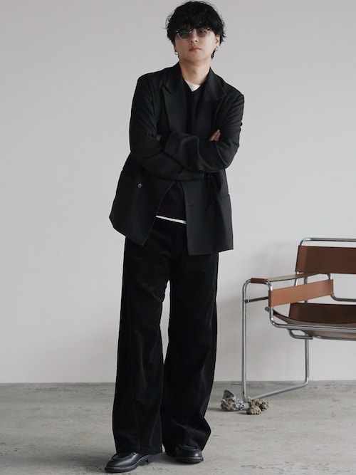 「WYM LIDNM(ウィム バイ リドム)のSILK BLEND V-NECK KNIT(ニット/セーター)」を使った、げんじさん(メンズ・175cm)の秋コーディネート