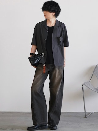 「WYM LIDNM(ウィム バイ リドム)のMICRO SPAN CROPPED H/S SHIRT(シャツ/ブラウス)」を使った、げんじさん(メンズ・175cm)の夏コーディネート