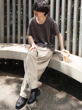 「LIDNM（リドム）のアイテム」を使った、げんじさん（メンズ・175cm）の夏コーディネート