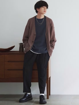 「WYM LIDNM（ウィム バイ リドム）のアイテム（ドレスシューズ）」を使った、げんじさん（メンズ・175cm）の秋コーディネート