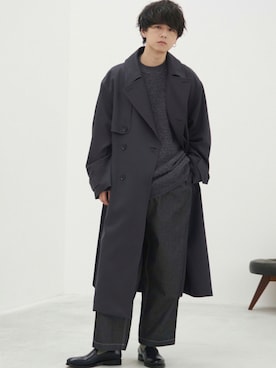 「LIDNM（リドム）のアイテム（トレンチコート）」を使った、げんじさん（メンズ・175cm）の秋コーディネート