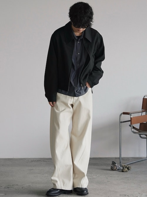 「WYM LIDNM(ウィム バイ リドム)のTECH WOOL GABARDINE ZIP BLOUSON【SET-UP】(ブルゾン)」を使った、げんじさん(メンズ・175cm)の秋コーディネート