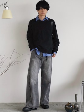「アイテム（キーホルダー）」を使った、げんじさん（メンズ・175cm）の秋コーディネート