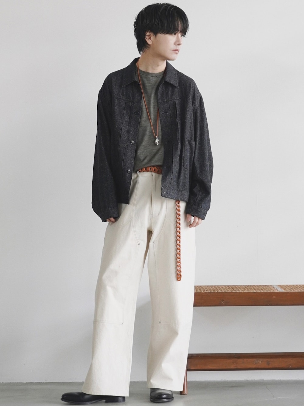 試着のみ LIDNM DOUBLE KNEE NEP TROUSERS M DOUBLE KNEE NEP TROUSERSを使った人気ファッション