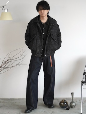 「アイテム（デニムパンツ）」を使った、げんじさん（メンズ・175cm）の秋コーディネート
