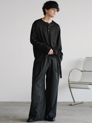 「WYM LIDNM(ウィム バイ リドム)のREFINED WAFFLE HENLEY NECK L/S TEE(Tシャツ/カットソー)」を使った、げんじさん(メンズ・175cm)の秋コーディネート