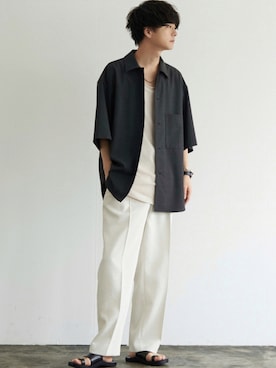 MELANGE WOOL WIDE SHIRTを使った人気ファッションコーディネート - WEAR