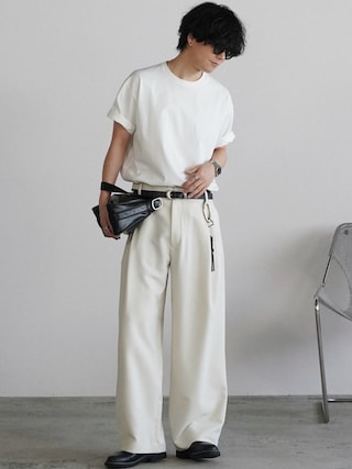 「WYM LIDNM（ウィム バイ リドム）の【WYM LIDNM】HEAVY WEIGHT BASIC BIG-TEE/カットソー（Tシャツ/カットソー）」を使った、げんじさん（メンズ・175cm）の夏コーディネート