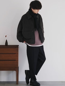 「WYM LIDNM（ウィム バイ リドム）のMILANO RIB HEAVY WEIGHT PO KNIT（ニット/セーター）」を使った、げんじさん（メンズ・175cm）の冬コーディネート