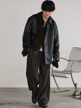「アイテム（イヤリング）」を使った、げんじさん（メンズ・175cm）の秋コーディネート