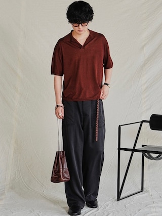 「Llife（ライフ）のLlife LEATHER CHAIN BELT（ベルト）」を使った、げんじさん（メンズ・175cm）の夏コーディネート
