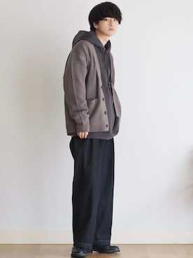 「レースアップシューズ」｜「アイテム（セットアップ）」を使った、げんじさん（メンズ・175cm）の冬コーディネート