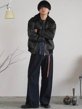 「アイテム（イヤリング）」を使った、げんじさん（メンズ・175cm）の秋コーディネート