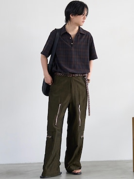 「アイテム（バングル/リストバンド）」を使った、げんじさん（メンズ・175cm）の夏コーディネート