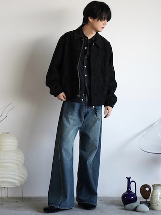 「WYM LIDNM（ウィム バイ リドム）のT/C BASIC KNIT SHIRT CARDIGAN（シャツ/ブラウス）」を使った、げんじさん（メンズ・175cm）の秋コーディネート