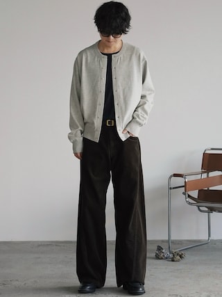 「WYM LIDNM(ウィム バイ リドム)のT/C CREW COMPACT CARDIGAN(カーディガン/ボレロ)」を使った、げんじさん(メンズ・175cm)の秋コーディネート