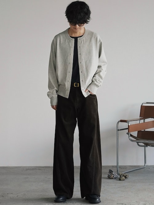 「WYM LIDNM(ウィム バイ リドム)のT/C CREW COMPACT CARDIGAN(カーディガン/ボレロ)」を使った、げんじさん(メンズ・175cm)の秋コーディネート