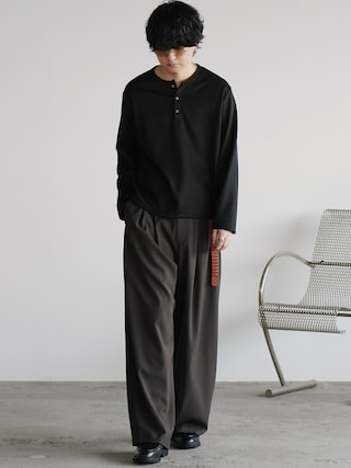 「WYM LIDNM(ウィム バイ リドム)のREFINED WAFFLE HENLEY NECK L/S TEE(Tシャツ/カットソー)」を使った、げんじさん(メンズ・175cm)の秋コーディネート
