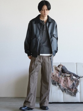 「アイテム（ブルゾン）」を使った、げんじさん（メンズ・175cm）の春コーディネート