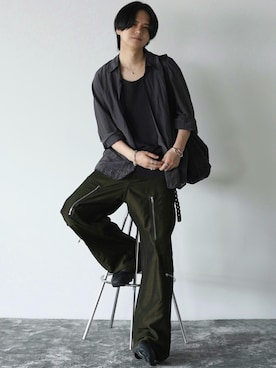 「アイテム（バングル/リストバンド）」を使った、げんじさん（メンズ・175cm）の夏コーディネート