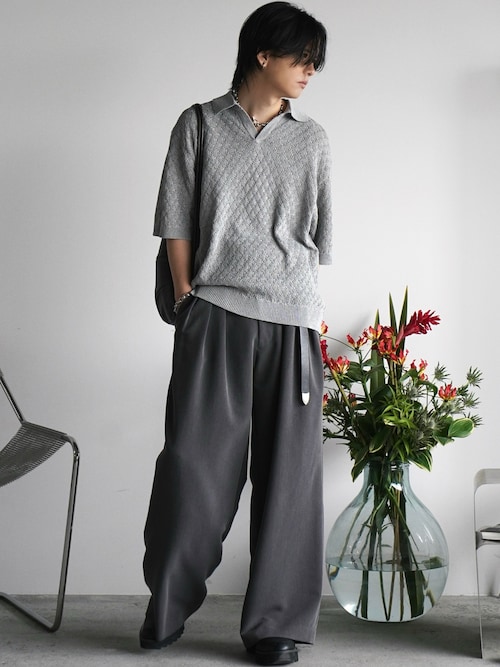SLIGHT FLARE DOUBLE CLOTH BAGGY SLACKS