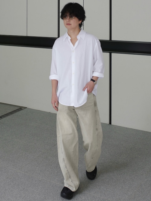 「WYM LIDNM(ウィム バイ リドム)のCOOL DRY DEODORANT WIDE U NECK INNER TEE(インナーウェア/肌着)」を使った、げんじさん(メンズ・175cm)の夏コーディネート