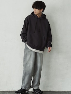 「Graphpaper（グラフペーパー）のアイテム（シューズ）」を使った、げんじさん（メンズ・175cm）の冬コーディネート