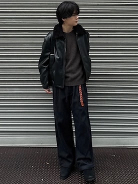 「アイテム（ベルト）」を使った、げんじさん（メンズ・175cm）の秋コーディネート