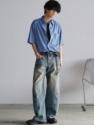 「WYM LIDNM(ウィム バイ リドム)のCOOL TOUCH MICRO SPAN H/S SHIRT(シャツ/ブラウス)」を使った、げんじさん(メンズ・175cm)の夏コーディネート
