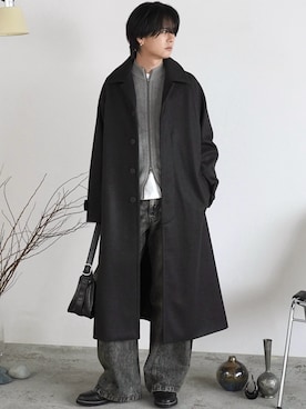 「アイテム（ステンカラーコート）」を使った、げんじさん（メンズ・175cm）の秋コーディネート