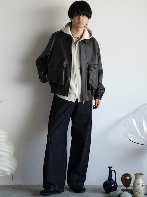 WYM LIDNM ブルゾン アウター ARTIFICIAL GRAIN SHORT BLOUSON