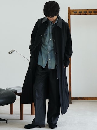 LIDNM Wool Chalk Stripe Slacks ミッドナイト LIDNM（リドム）の「Wool Chalk Stripe Slacks（スラックス