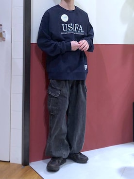 「DISCUS（ディスカス）のアイテム（スウェット）」を使った、覇都さん（メンズ・162cm）の冬コーディネート
