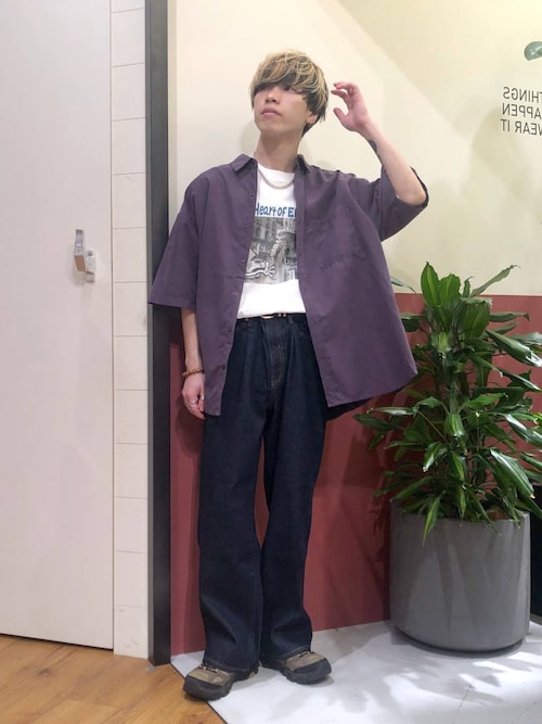 ヴィンテージライク/デニムバギーワイドパンツ