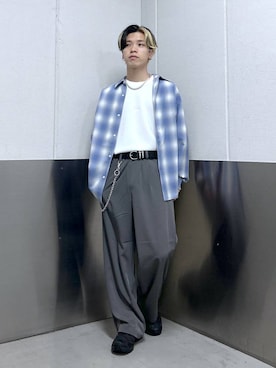 「RAGEBLUE（レイジブルー）のアイテム（スラックス）」を使った、覇都さん（メンズ・162cm）の春コーディネート