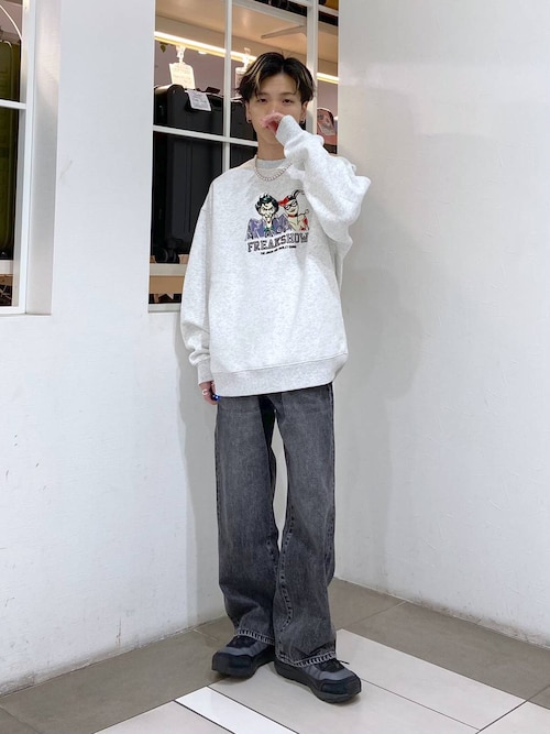 セール】【JOKER/ジョーカー】コラボ/フロッキープリント裏起毛クルー