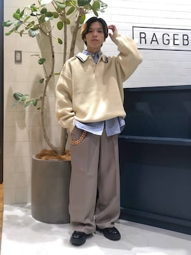 「アイテム（ウォレットチェーン、ベージュ系）」を使った、覇都さん（メンズ・162cm）の秋コーディネート