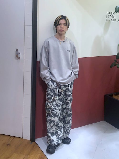 セール】カモフラージュ柄ミリタリーカーゴ/パラシュートパンツ