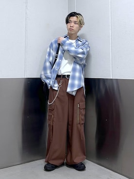 「RAGEBLUE（レイジブルー）のアイテム（スラックス）」を使った、覇都さん（メンズ・162cm）の春コーディネート