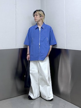 「RAGEBLUE（レイジブルー）のTassel Zipp Synthetic Leather Mini Tote Bag/タッセルZIPハンドバッグ（トートバッグ、ブラック系）」を使った、覇都さん（メンズ・162cm）の春コーディネート