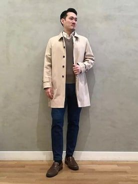 「BEAMS」｜「アイテム（ステンカラーコート）」を使った、BEAMS HEART MENさん（メンズ・182cm）の冬コーディネート