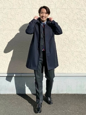 「BEAMS」｜「アイテム（ステンカラーコート）」を使った、BEAMS HEART MENさん（メンズ・173cm）の冬コーディネート