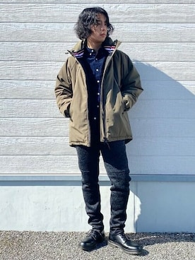 「ドレスシューズ」｜「アイテム（ライダースジャケット）」を使った、BEAMS HEART MENさん（メンズ・172cm）の冬コーディネート