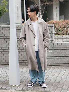 「BEAMS」｜「アイテム（ステンカラーコート）」を使った、BEAMS HEART MENさん（メンズ・175cm）の春コーディネート