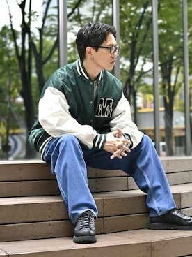 「秋冬」｜「アイテム（スタジャン）」を使った、BEAMS HEART MENさん（メンズ・175cm）の秋コーディネート