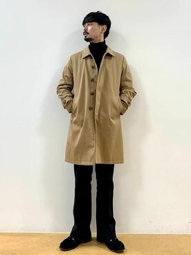 「BEAMS」｜「アイテム（ステンカラーコート）」を使った、BEAMS HEART MENさん（メンズ・173cm）の秋コーディネート