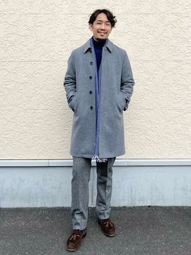 「オケージョン」｜「アイテム（ステンカラーコート）」を使った、BEAMS HEART MENさん（メンズ・173cm）の冬コーディネート