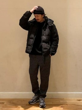 「キルトダウン」｜BEAMS HEART MENさん（メンズ・180cm）の冬コーディネート