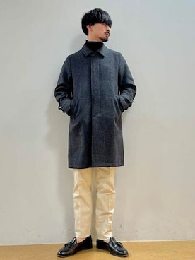 「オケージョン」｜「アイテム（ステンカラーコート）」を使った、BEAMS HEART MENさん（メンズ・173cm）の冬コーディネート