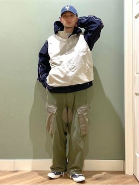 「BEAMS（ビームス）のアイテム（ナイロンジャケット）」を使った、BEAMS HEART MENさん（メンズ・176cm）の春コーディネート